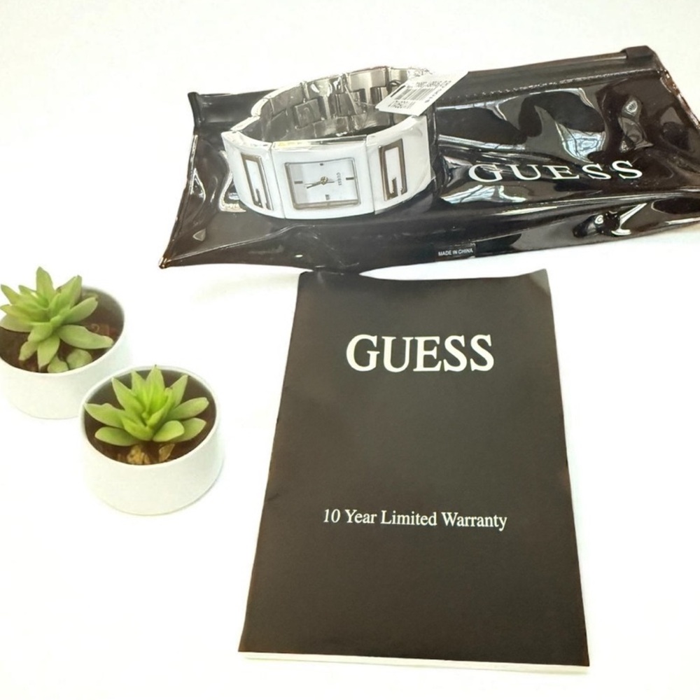 Guess Silver and White Watch